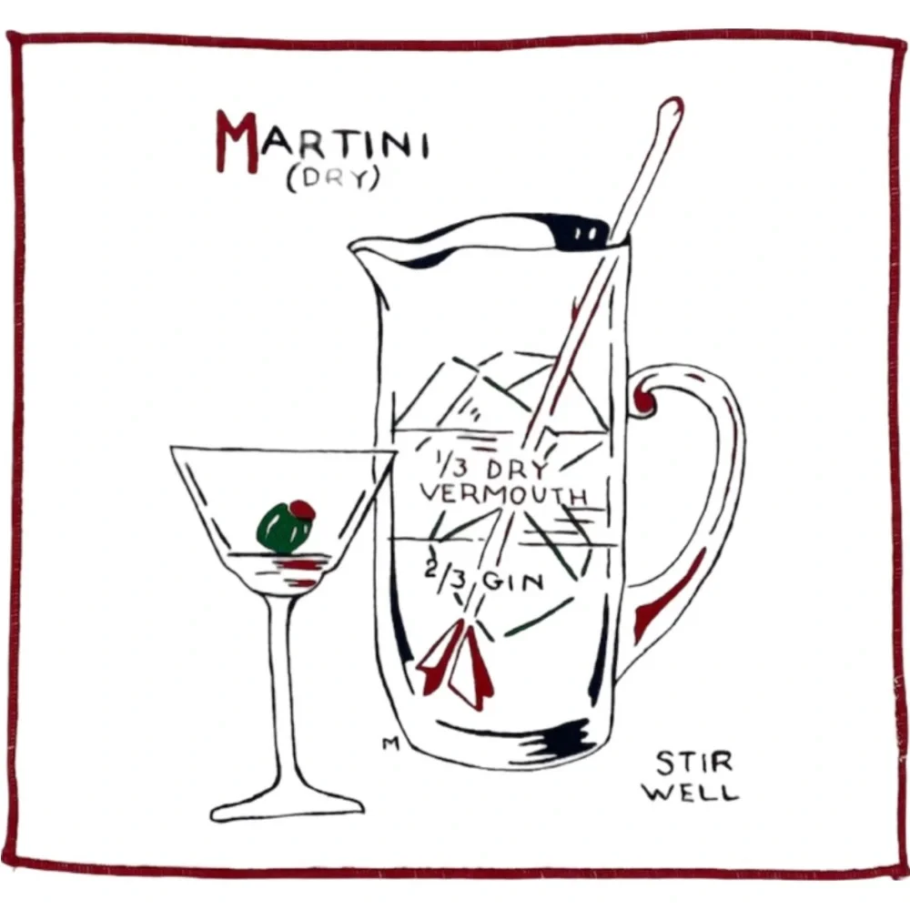 Set 4 Estelle & Alvin’s Restoration Hardware Cocktail Recipe Napkins